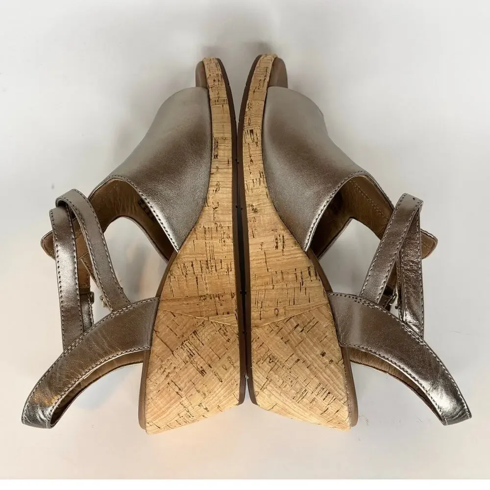 Clarks Unstructured Women’s 8.5 Un Plaza Way Sandal Wedge Heel Ankle Strap Cork